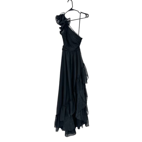 MAC DUGGAL 67989 Black Asymmetrical Hem Lace Up Gown Size 0 - Picture 2 of 7